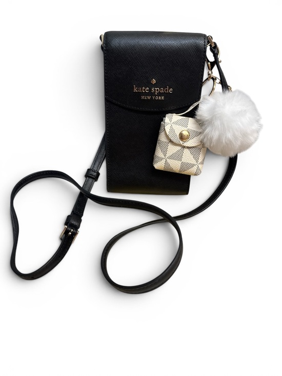 kate spade Handbags - kate spade Black Leather Crossbody Phone Pouch with Pom and Card Pouch